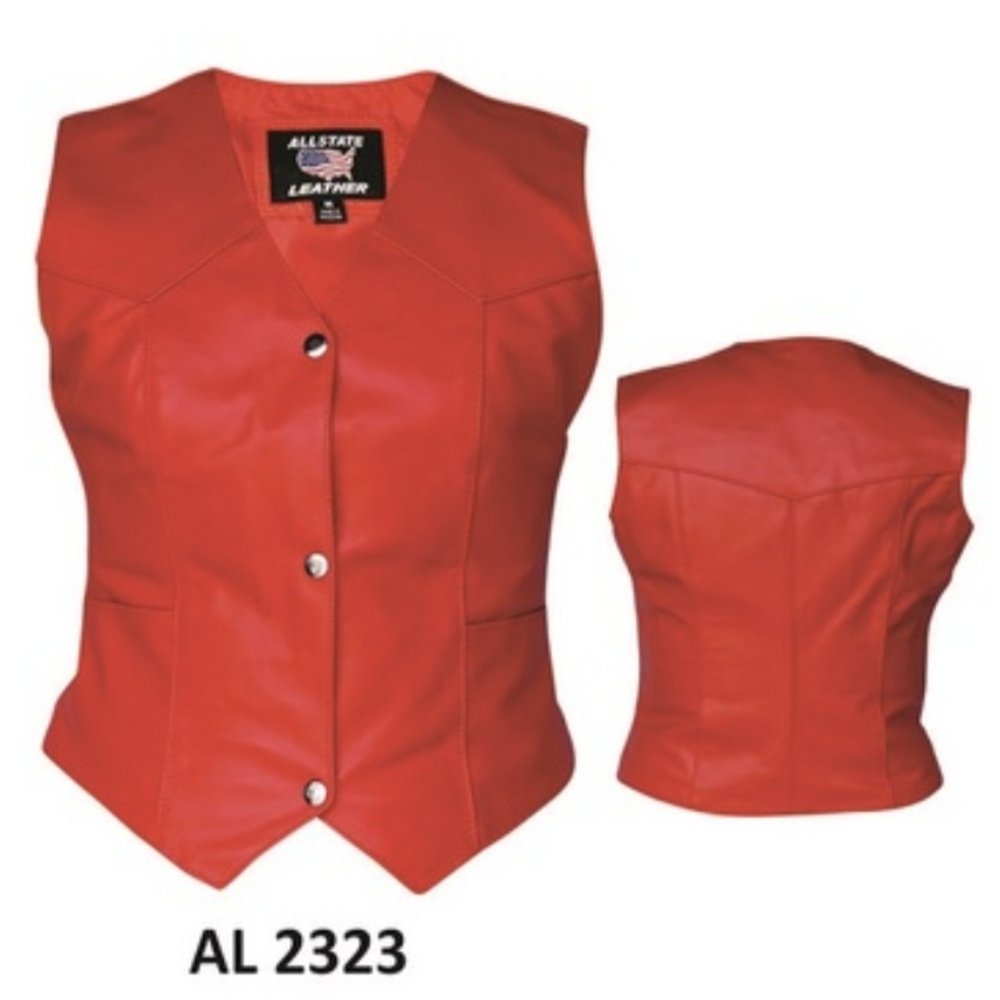 Allstate Leather AL2323 – Red Vest in Cowhide Leather- M